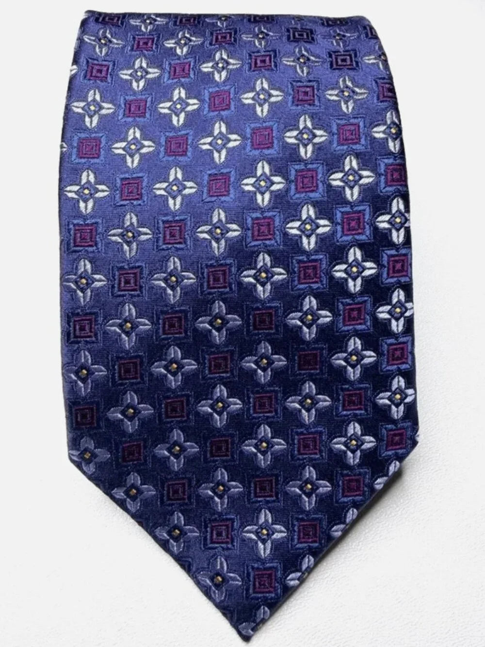 ROBERTO CAVALLI Men's Blue 100% Silk Floral Necktie ITALY Luxury EUC Rare